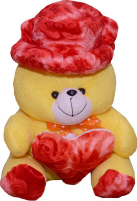 

SBBN TEDDY BEAR WITH CAP & HEART OF SOFT FABRIC 35CM TALL 14 INCH - 35 cm(Yellow)