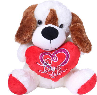 

Skylofts 50cm Cute Dog Soft Toy Plush Teddy Bear with Love You Heart Birthday Valentine's Gift - 50 cm(White)