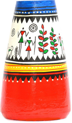 

Art Godaam Hand painted Terracotta Vase(7 inch, Multicolor)
