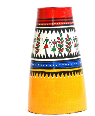 

Art Godaam Hand painted Terracotta Vase(7 inch, Multicolor)