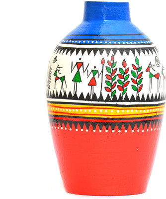 

Art Godaam Hand painted Terracotta Vase(7 inch, Multicolor)