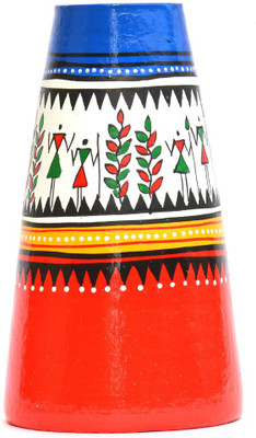 

Art Godaam Hand painted Terracotta Vase(8 inch, Multicolor)