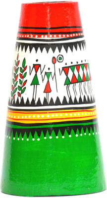 

Art Godaam Hand painted Terracotta Vase(8 inch, Multicolor)