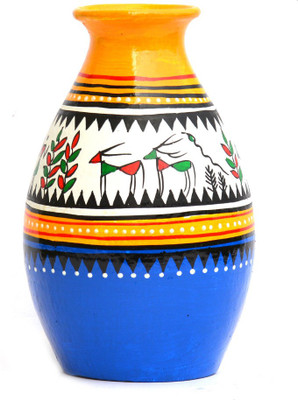 

Art Godaam Hand painted Terracotta Vase(7 inch, Multicolor)
