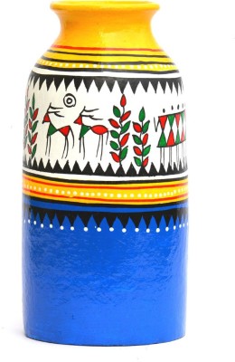 

Art Godaam Hand painted Terracotta Vase(7 inch, Multicolor)