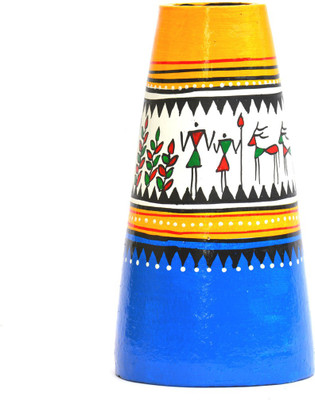 

Art Godaam Hand painted Terracotta Vase(8 inch, Multicolor)