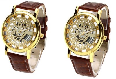 COSMIC SET OF 2 SUPER LUXURY SKELETON TRANSPARENT PARTY WEAR Watch  - For Men   Watches  (COSMIC)