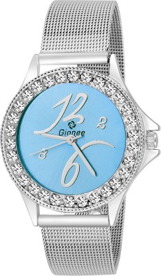 Gionee Gion-245 Party Wear Analog Blue Round Dial with Stone Studded Case & Silver Chain Watch  - For Girls   Watches  (Gionee)