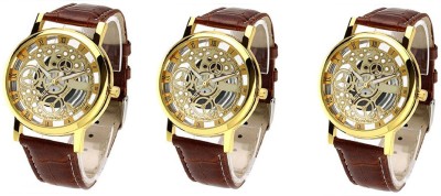 COSMIC SET OF 3 SUPER LUXURY SKELETON TRANSPARENT PARTY WEAR Watch  - For Men   Watches  (COSMIC)