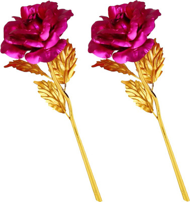 

Stealodeal Pink Gold Roses With Gift Box Pink, Gold Rose Artificial Flower(10 inch, Pack of 2)
