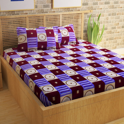 

Story@Home 104 TC Cotton Double Abstract Bedsheet(Pack of 1, White)