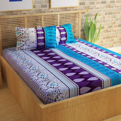 Story@Home 104 TC Cotton Double Abstract Bedsheet(Pack of 1, Multicolor)