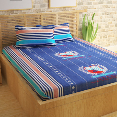 

Story@Home 240 TC Cotton Double Abstract Bedsheet(Pack of 1, Blue)