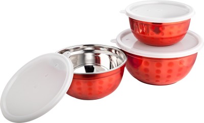 

Sayee Micro Stainless Steel Dott Bowl Stainless Steel Bowl Set(Red, Pack of 3)