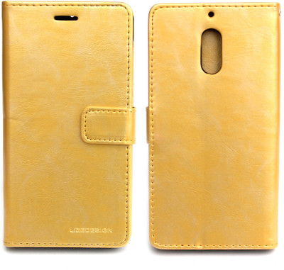 Fashion Flip Cover for Nokia 6(Gold)