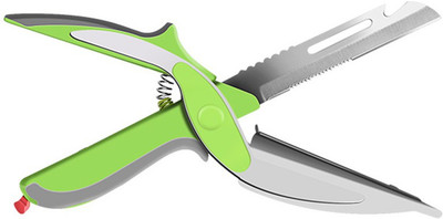 wishpool Clever Cutter 2 In 1 Multi-Function Kitchen Scissors Cutter Knife&Board Stainless Steel Vegetable Cutter green Chopper(Green) available at flipkart for Rs.299