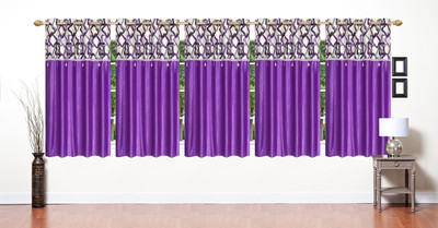 

Stella Creations 154 cm (5 ft) Polyester Window Curtain (Pack Of 5)(Printed, Purple)