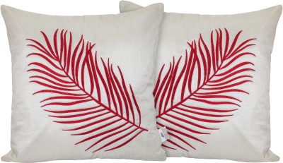 ZIKRAK EXIM Embroidered Cushions Cover(Pack of 2, 40 cm*40 cm, Red, White)