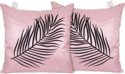 ZIKRAK EXIM Embroidered Cushions Cover(Pack of 2, 40 cm*40 cm, Pink, Black)