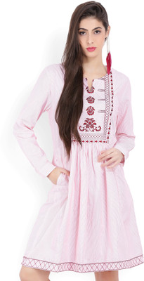 Tokyo Talkies Women A-line Red, White Above Knee/Mid Thigh Length Dress