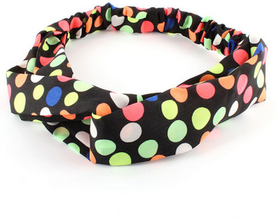 

BLINGG Rainbow Polka Dots Twist-Knot Head Wrap Headband Head Band(Black)
