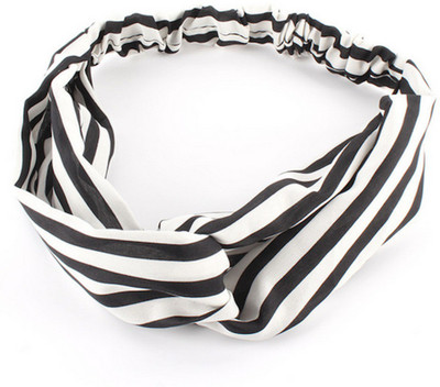 

BLINGG Black/White Stripes Twist-Knot Head Wrap Headband Head Band(White)