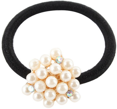 

BLINGG Embellished Floral Metal Charm Elastic Ponytail Band Head Band(Black)