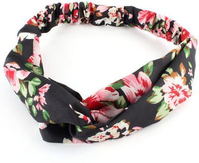

BLINGG Floral Twist-Knot Head Wrap Headband Head Band(Black)