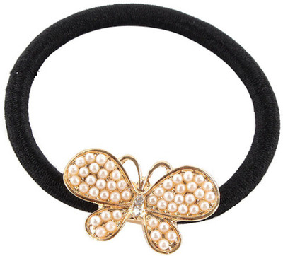 

BLINGG Embellished Butterfly Metal Charm Elastic Ponytail Band Head Band(Black)