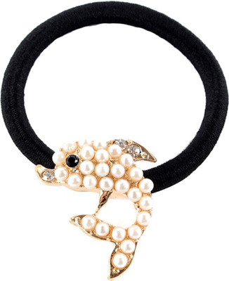 BLINGG Embellished Fish Metal Charm Elastic Ponytail Band Head Band(Black)