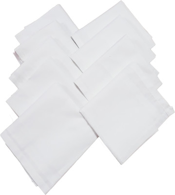 Modish Vogue Set of 9 stiched handkerchiefs [ White ] Handkerchief(Pack of 9)