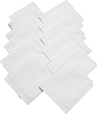 IUBIT 12 stiched handkerchiefs [ White ] Handkerchief(Pack of 12)