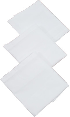 Modish Vogue Set of 3 stiched handkerchiefs [ White ] Handkerchief(Pack of 3)