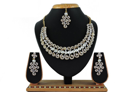 VATSALYA creation Alloy Gold-plated White Jewellery Set(Pack of 1)