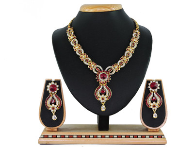 VATSALYA creation Alloy Gold-plated Maroon Jewellery Set(Pack of 1)