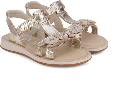 

Clarks Girls Velcro Strappy Sandals(Gold, Gold leather