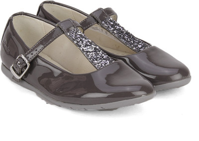 

Clarks Girls Strap Ballerinas(Grey, Gun metal