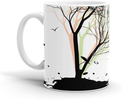 

Chaapkhana Tree Designer White Ceramic Coffee Ceramic Mug(0.35)