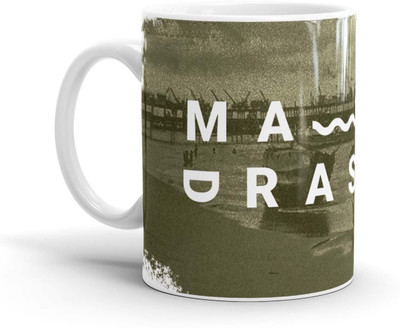 Chaapkhana Madras Designer White Ceramic Coffee Ceramic Mug(0.35)