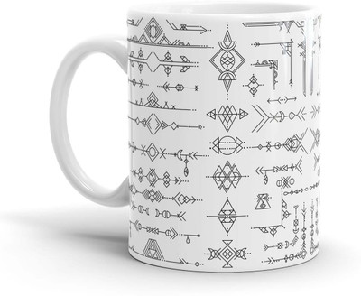 

Chaapkhana Tribal Pattern Designer White Ceramic Coffee Ceramic Mug(0.35 ml)