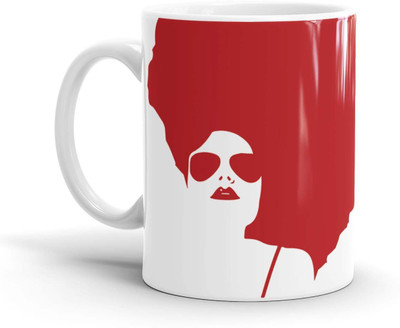Chaapkhana Red Girl Designer White Ceramic Coffee Ceramic Mug(0.35)