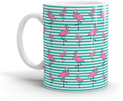 

Chaapkhana Flamingo Pattern Designer White Ceramic Coffee Ceramic Mug(0.35)