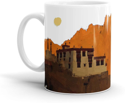 Chaapkhana Leh Designer White Ceramic Coffee Ceramic Mug(0.35)
