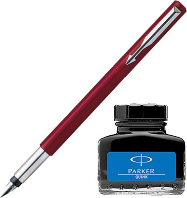 PARKER Vector Standard CT Fountain Pen - Red with Blue Quink Ink Bottle(Pack of 2, Blue)