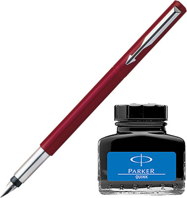 Parker Vector Standard CT Fountain Pen - Red with Blue Quink Ink Bottle(Pack of 2) available at flipkart for Rs.400
