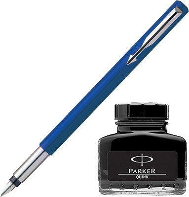 

Parker Vector Standard CT Fountain Pen - Blue with Black Quink Ink Bottle(Pack of 2)
