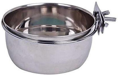 

Pets Empire Stainless Steel Birds Coop Cup Feeder Bowl With Clamp Holder (500ml) round Steel Pet Bowl(500 ml Silver)