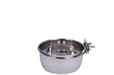 

Pets Empire Birds Coop Cup Feeder Bowl With Clamp Holder( 200ml) round Steel Pet Bowl(200 ml Multicolor)