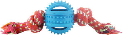 

SRI Small Cotton Rope Toy With Rubber Spike Teethes Rubber Chew Toy For Dog