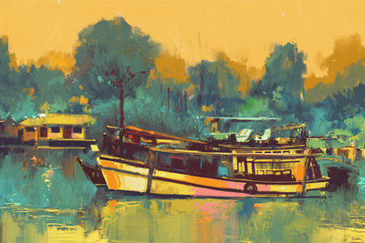 

canvas art boat for transportation Canvas Art(16 inch X 24 inch, Rolled)